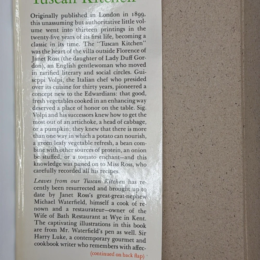 73' Leaves From Our Tuscan Kitchen‎ Italian Vegetables Cookbook 1st American Ed